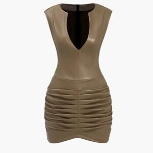 Micas Elegant Tan Sleeveless Dress